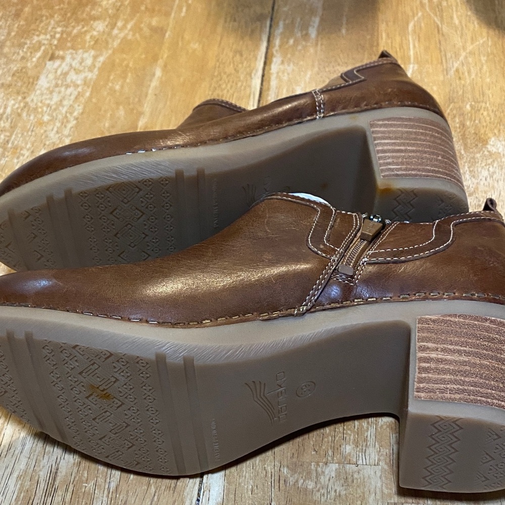 Dansko Brown Leather Heeled Slip-On Boots